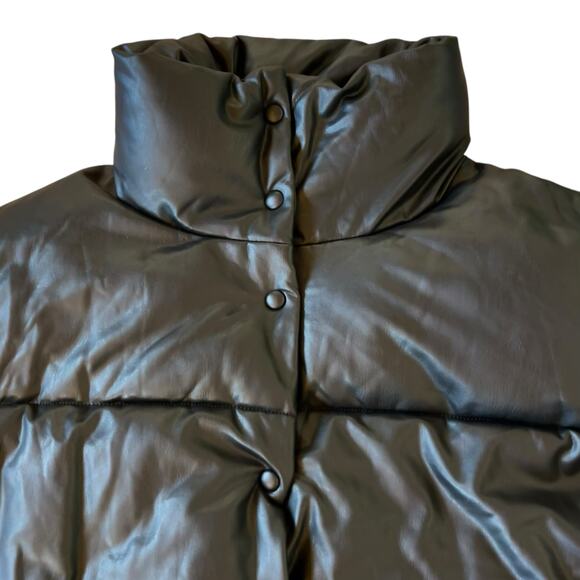 Avec Les Filles Puffer Faux Leather Coat 1X Boxy Black Vegan With the Girls - Picture 8 of 10